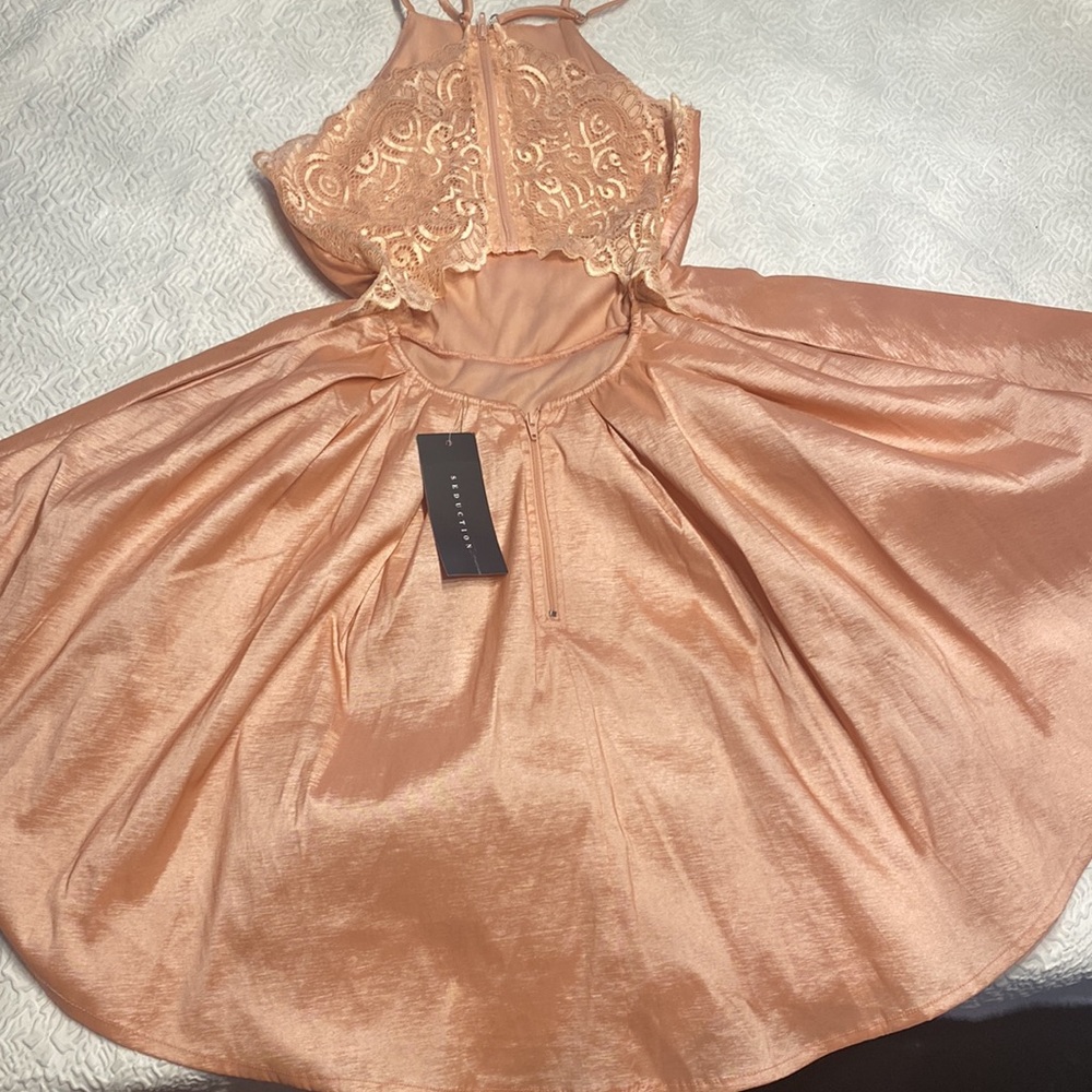 Cut out lace back fit and flare